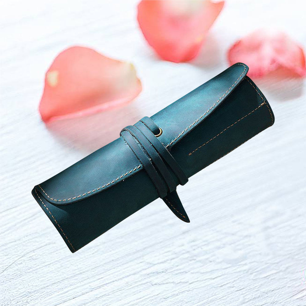 Pen Pouch Roll - Vintage – blaues Stiftetui, handgefertigtes Stifteetui,