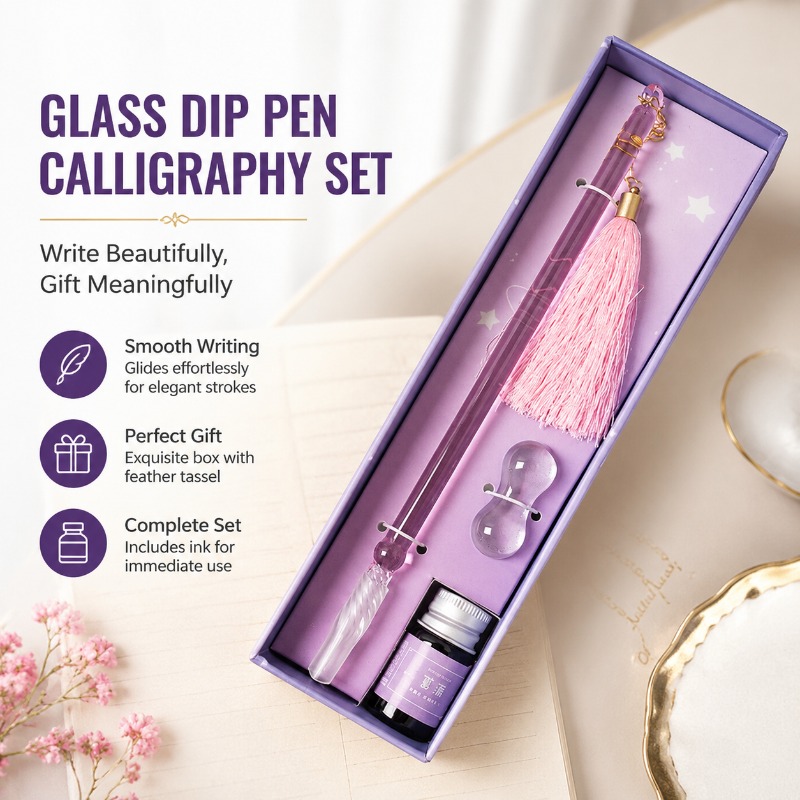 Fountain Pen Ink - Glas-Dip-Pen-Kalligraphie-Set mit Tinte, handgefertigte Stift-Geschenkbox mit