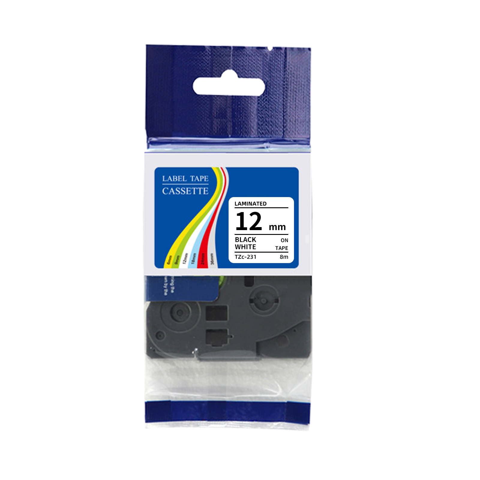 Label Printer Tape - Kompatibles TZe-231 Etikettenband Schwarz auf Weiß