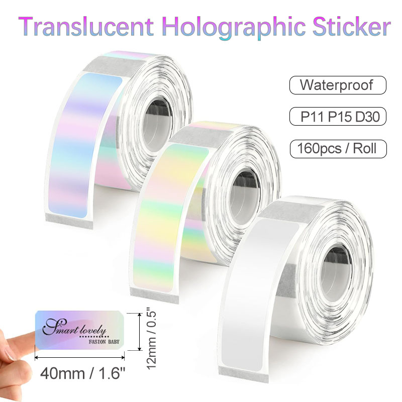 Label Printer Tape - D30 Transparentes Holografisches Thermisches Etikettenpapier 12*40mm