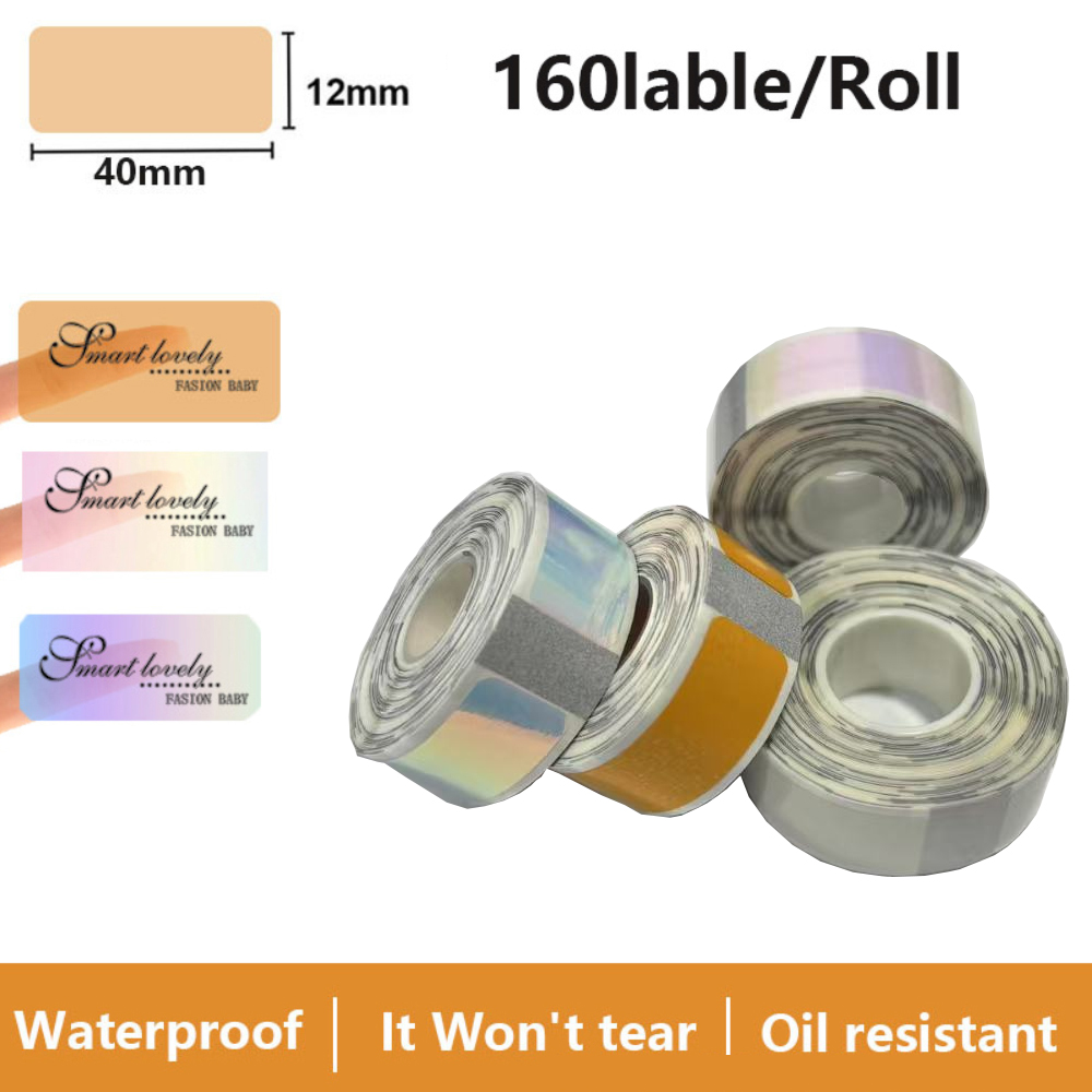 Label Printer Tape - Transparenter Etikettenaufkleber, 12 x 40 mm,