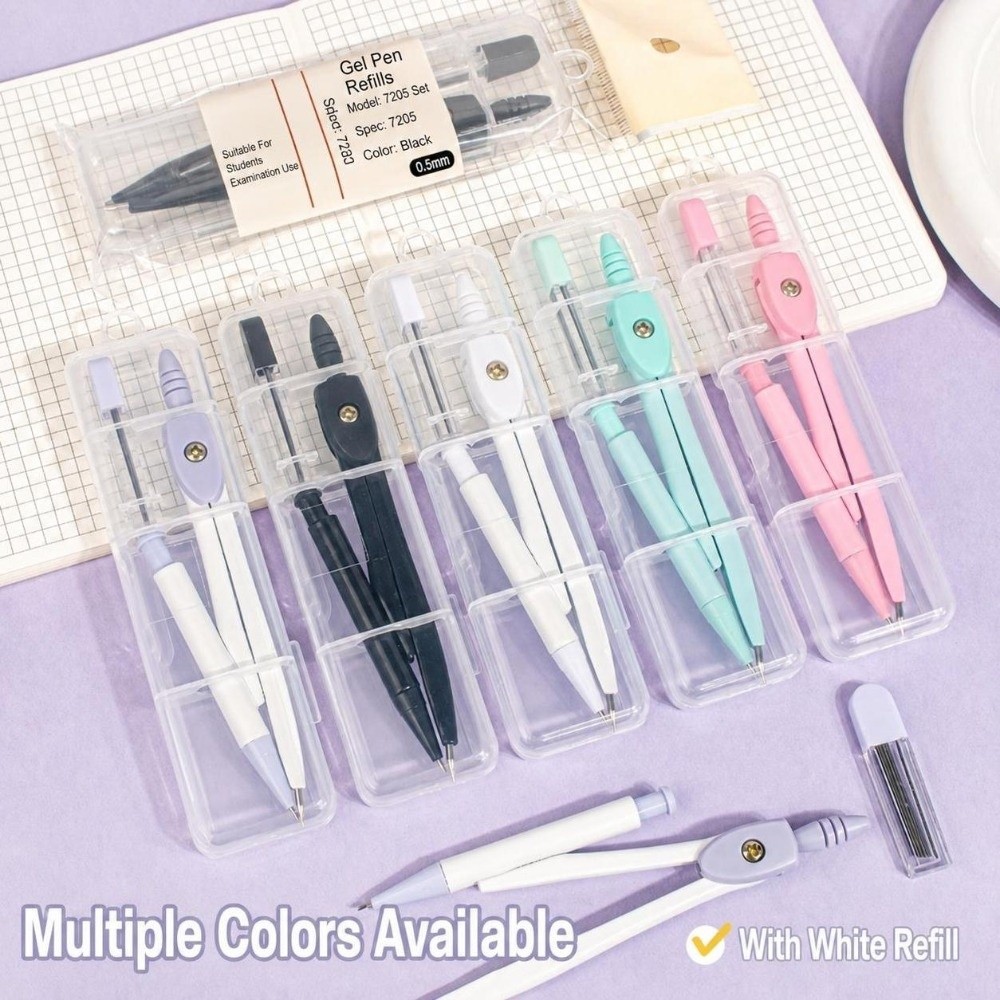 Compass Geometry Set - Tragbarer Metall-Zirkel in Macaron-Farben, Multifunktionales Schüler-Zirkel-Set,