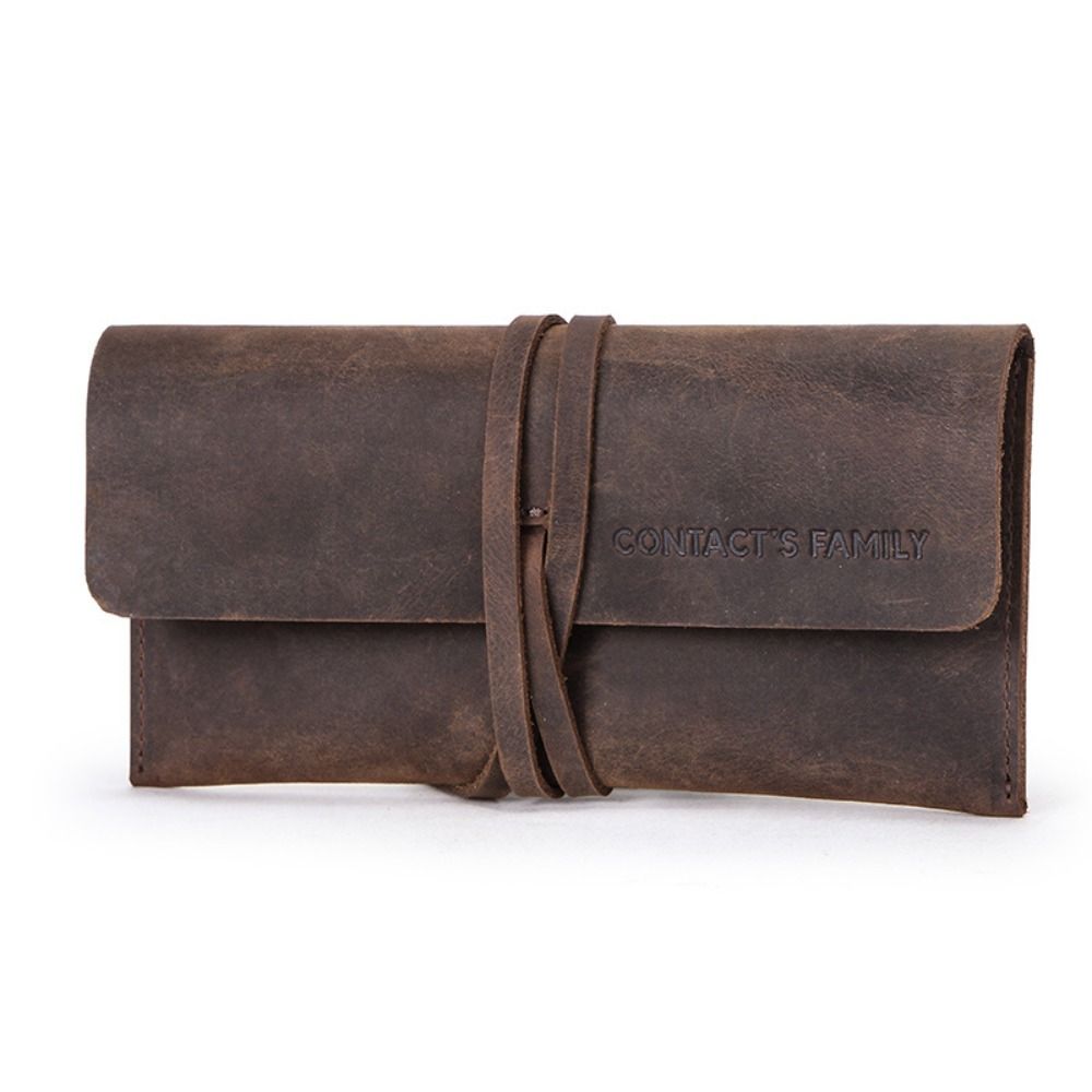 Pen Pouch Roll - Retro Leder-Federmäppchen mit Wickelverschluss, tragbare Stifttasche